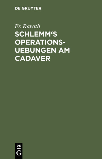 Schlemm's Operations-Uebungen am Cadaver main product photo