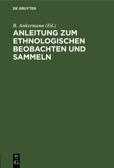 Anleitung zum ethnologischen Beobachten und Sammeln main product photo