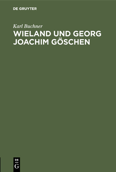 Wieland und Georg Joachim Göschen main product photo