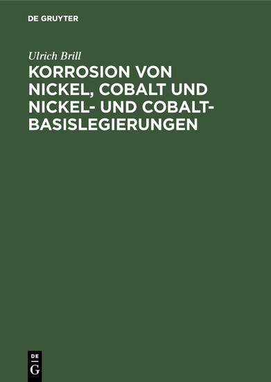 Korrosion von Nickel, Cobalt und Nickel- und Cobalt- Basislegierungen main product photo