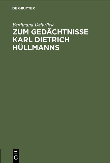Zum Gedächtnisse Karl Dietrich Hüllmanns main product photo