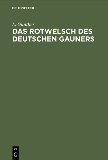 Das Rotwelsch des deutschen Gauners main product photo