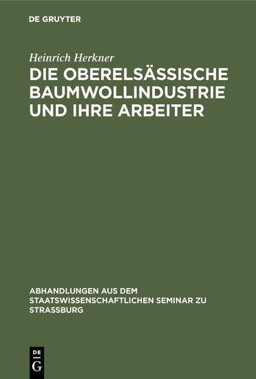 Die oberelsässische Baumwollindustrie und ihre Arbeiter main product photo