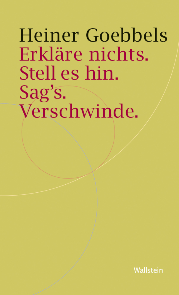 Erkläre nichts. Stell es hin. Sag`s. Verschwinde. main product photo