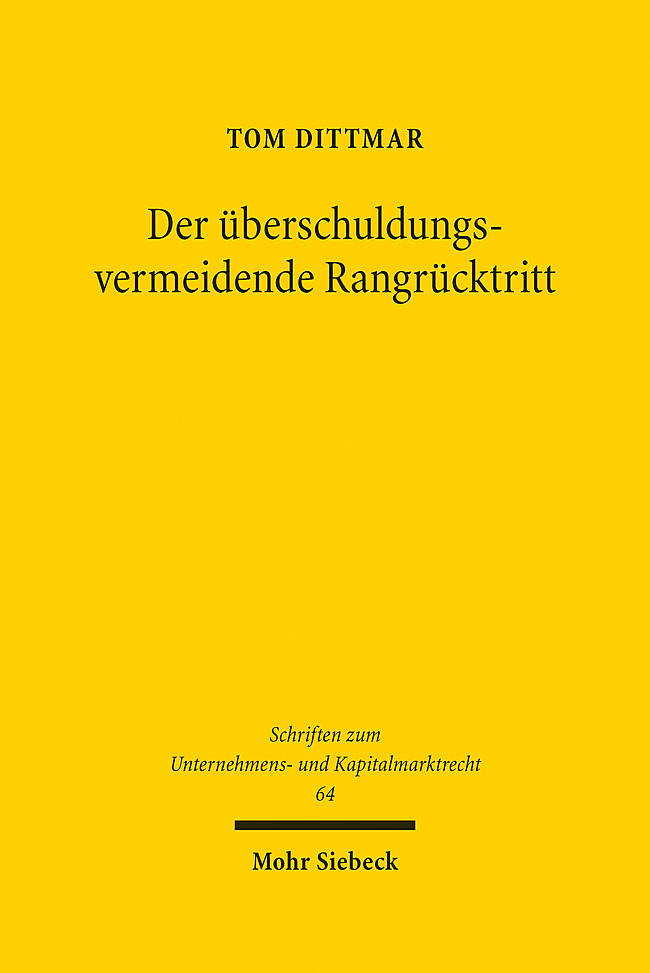 Der überschuldungsvermeidende Rangrücktritt main product photo