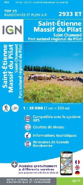 IGN Karte, Carte de randonnée (et plein air) Massif du Pilat.St-Etienne.St-Chamond.Parc National du Pilat main product photo
