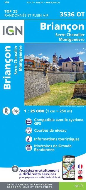 IGN Karte, Carte de randonnée (et plein air) Briançon.Serre-Chevalier.Montgenèvre main product photo