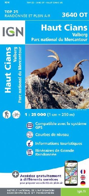 IGN Karte, Carte de randonnée (et plein air) HautCians Valberg Parc National du Mercantour main product photo