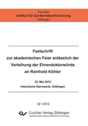 Festschrift zur akademischen Feier anl&#xE4;sslich der Verleihung der Ehrendoktorw&#xFC;rde an Reinhold K&#xF6;hler