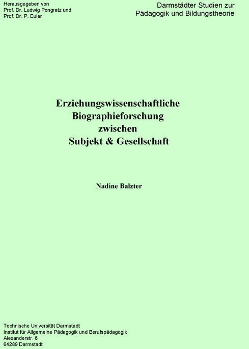Erziehungswissenschaftliche Biographieforschung zwischen Subjekt & Gesellschaft main product photo