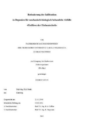 Reduzierung der Infiltration in Deponien f&#xFC;r mechanisch-biologisch behandelte Abf&#xE4;lle