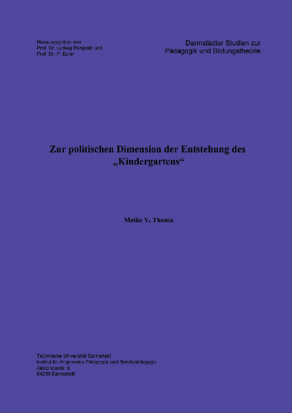 Zur politischen Dimension der Entstehung des 'Kindergartens' main product photo