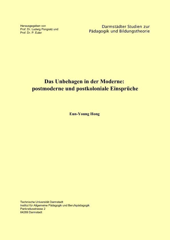Das Unbehagen in der Moderne: postmoderne und postkoloniale Einsprüche main product photo