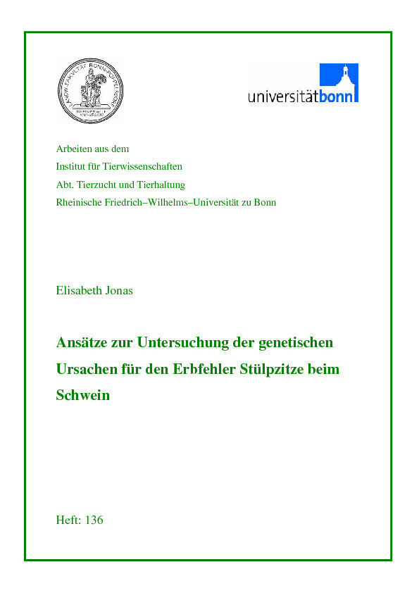 Ansätze zur Untersuchung der genetischen Ursachen für den Erbfehler Stülpzitze beim Schwein main product photo