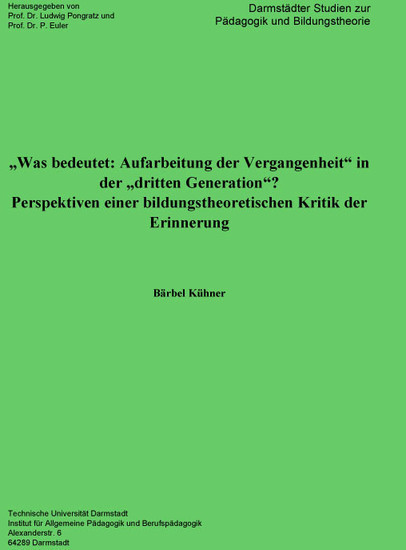 ,,Was bedeutet: Aufarbeitung der Vergangenheit' in der ,,dritten Generation'? main product photo