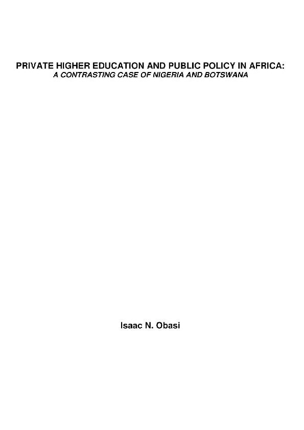 Private Higher Education and Public Policy in Africa main product photo