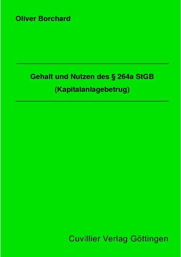 Gehalt und Nutzen des § 264a StGB (Kapitalanlagebetrug) main product photo