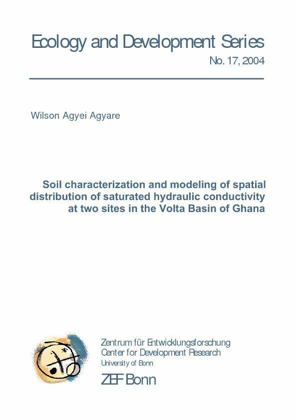 Soil characterization and modeling of spatial distribution of saturated hydraulic conductivity at two sites in the Volta Basin of Ghana main product photo
