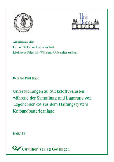 Untersuchung zu Stickstoffverlusten während der Sammlung und Lagerungvon Legehennenkot aus dem Haltungssystem Kotbandbatterieanlag main product photo