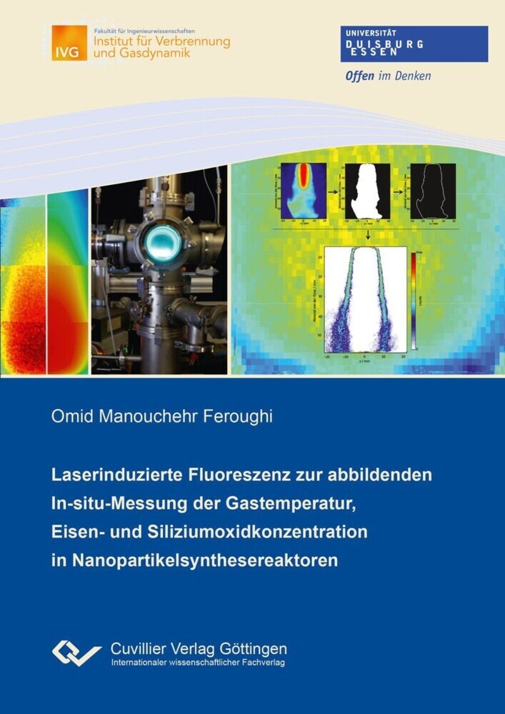 Laserinduzierte Fluoreszenz zur abbildenden In-situ-Messung der Gastemperatur, Eisen- und Siliziumoxidkonzentration in Nanopartikelsynthesereaktoren main product photo
