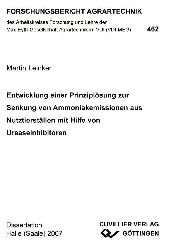 Entwicklung einer Prinziplösung zur Senkung von Ammoniakemissionen aus Nutztierställen mit Hilfe von Ureaseinhibitoren main product photo