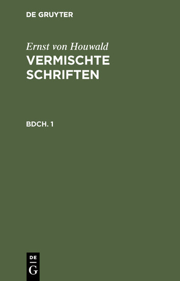 Ernst von Houwald: Vermischte Schriften. Bdch. 1 main product photo