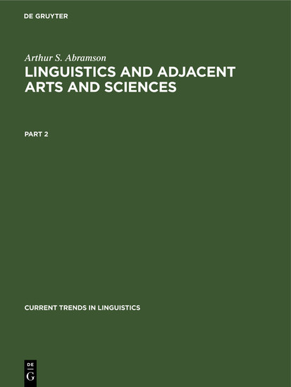 Arthur S. Abramson: Linguistics and Adjacent Arts and Sciences. Part 2 main product photo