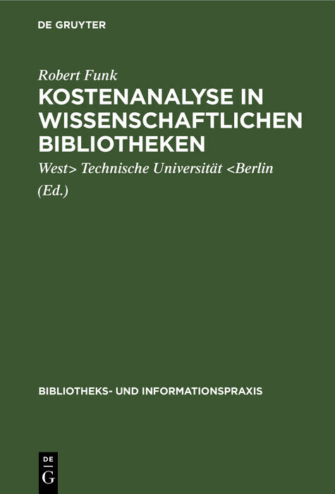 Kostenanalyse in wissenschaftlichen Bibliotheken main product photo