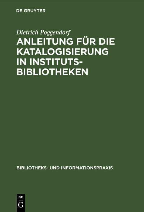 Anleitung für die Katalogisierung in Institutsbibliotheken main product photo