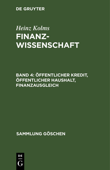 Öffentlicher Kredit, öffentlicher Haushalt, Finanzausgleich main product photo
