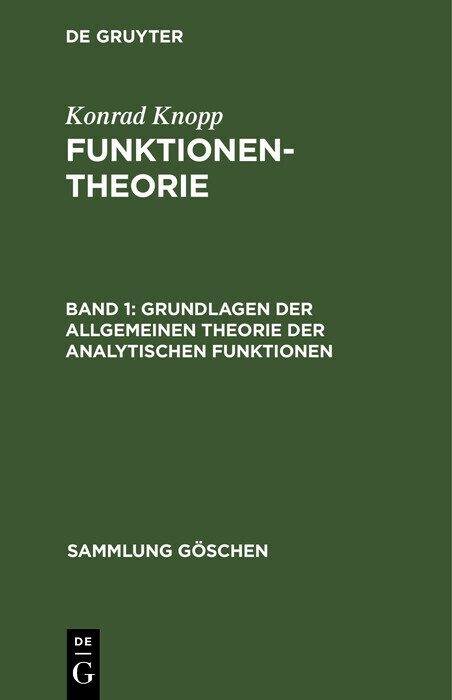 Grundlagen der allgemeinen Theorie der analytischen Funktionen main product photo