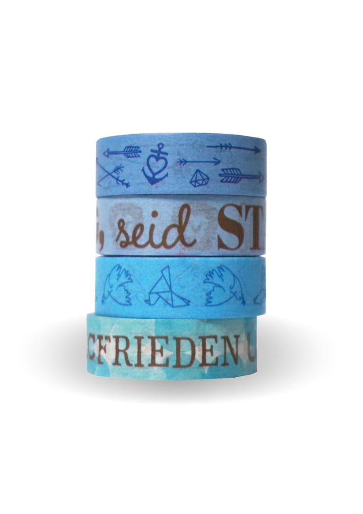 Washi Tapes Set Himmelblau: "Suche den Frieden und jage ihm nach!" main product photo