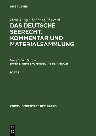 Das deutsche Seerecht. Kommentar und Materialsammlung. Band 3 main product photo
