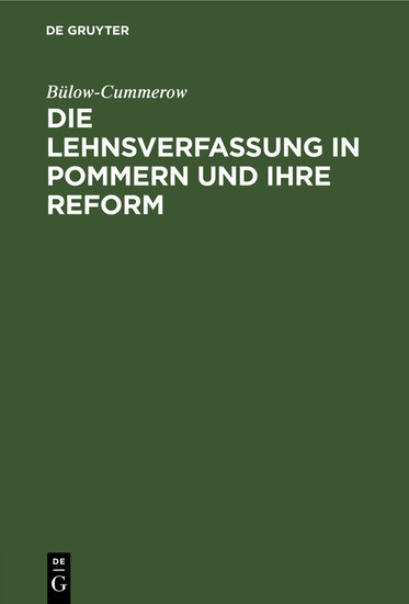 Die Lehnsverfassung in Pommern und ihre Reform main product photo