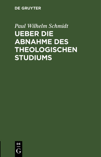 Ueber die Abnahme des theologischen Studiums main product photo