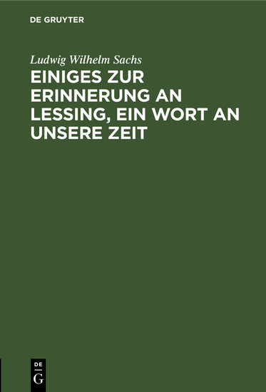 Einiges zur Erinnerung an Lessing, ein Wort an unsere Zeit main product photo