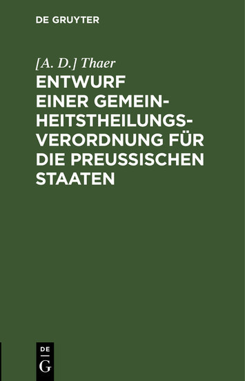Entwurf einer Gemeinheitstheilungs-Verordnung für die Preußischen Staaten main product photo