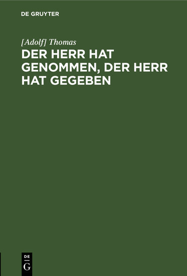 Der Herr hat genommen, der Herr hat gegeben main product photo