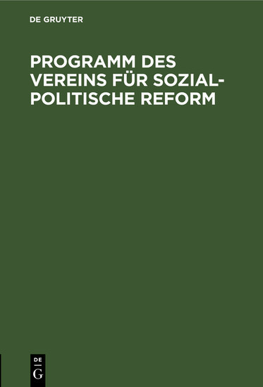 Programm des Vereins für sozial-politische Reform main product photo