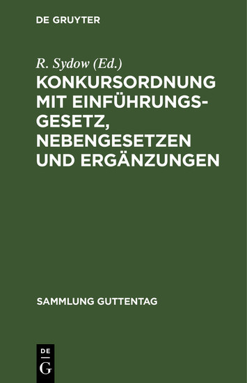 Konkursordnung mit Einführungsgesetz, Nebengesetzen und Ergänzungen main product photo