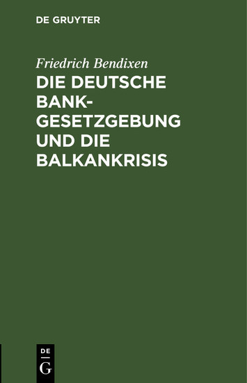 Die deutsche Bankgesetzgebung und die Balkankrisis main product photo