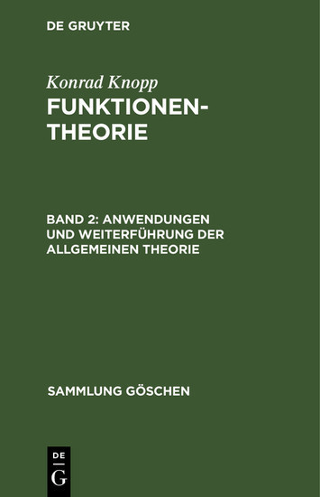 Anwendungen und Weiterführung der allgemeinen Theorie main product photo