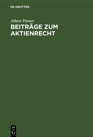 Beiträge zum Aktienrecht main product photo