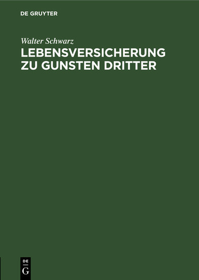 Lebensversicherung zu Gunsten Dritter main product photo