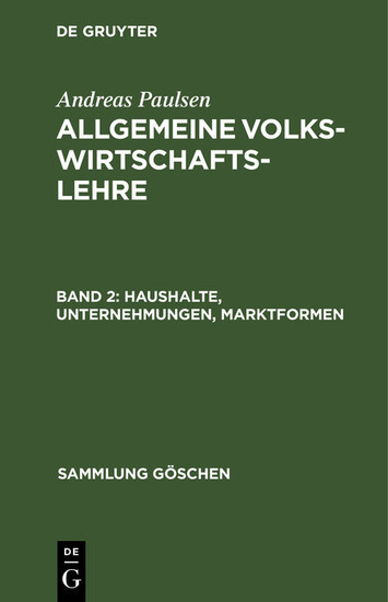 Haushalte, Unternehmungen, Marktformen main product photo