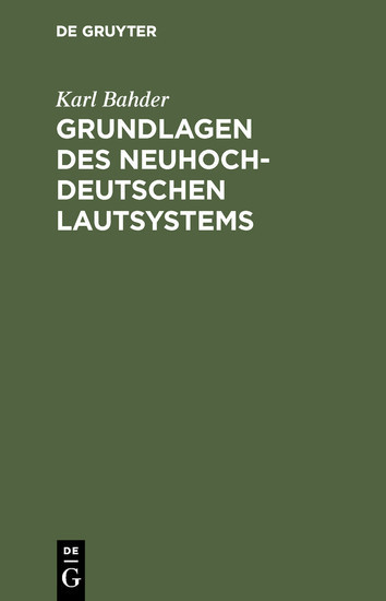 Grundlagen des neuhochdeutschen Lautsystems main product photo