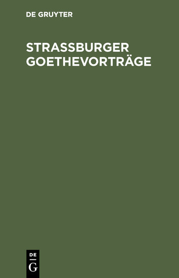 Straßburger Goethevorträge main product photo