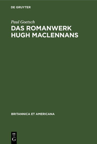 Das Romanwerk Hugh MacLennans main product photo