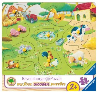 Ravensburger Kinderpuzzle - 03683 Kleiner Bauernhof - my first wooden puzzle mit 9 Teilen - Puzzle für Kinder ab 2 Jahren - Holzpuzzle