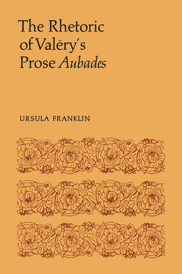 The Rhetoric of Valéry's Prose Aubades main product photo